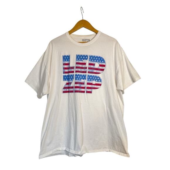 Led Zeppelin Women' Short Sleeve Band Patriotic Graphic T-Shirt Size XXL White - Picture 1 of 6